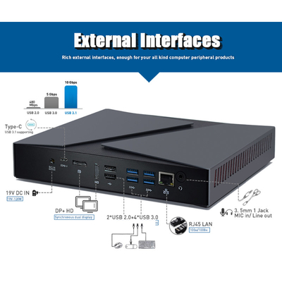 Favorable Inte1 I9 9880H mini ordenador dual industrial de la PC de LAN Mini del gigabit de la exhibición del SSD 256GB de la PC 8GB DDR4 Nvme M.2 del triunfo 10